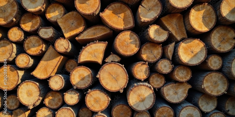 A dense arrangement of numerous round tree cross-sections, exhibiting a rich array of warm brown hues and intricate wood grain patterns, stacked tightly together in a visually compelling composition. A dense arrangement of numerous round tree cross-sections, exhibiting a rich array of warm brown hues and intricate wood grain patterns, stacked tightly together in a visually compelling composition.