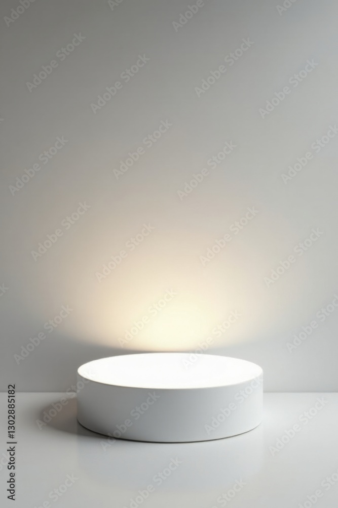 Illuminated Circular Pedestal on a Smooth Surface, Ideal for Product Displays and Minimalist Designs Illuminated Circular Pedestal on a Smooth Surface, Ideal for Product Displays and Minimalist Designs
