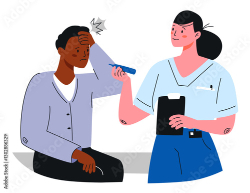 Female Doctor Check Patient with Fever Temperature