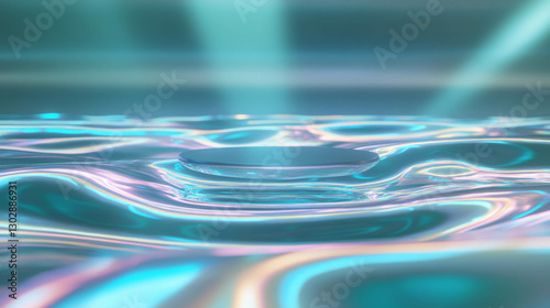 Iridescent abstract background with central podium for creative design and display concepts