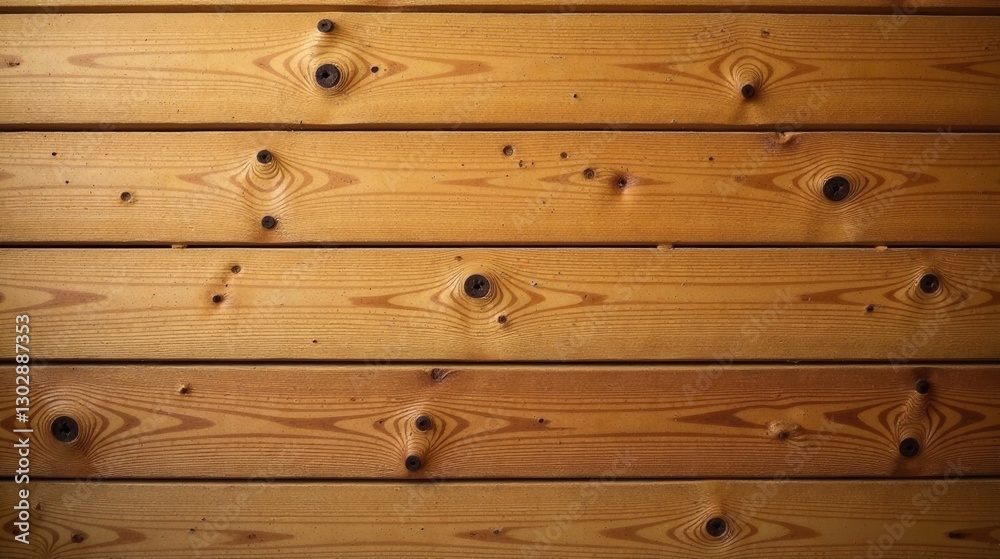 Naklejka premium Horizontal Light Brown Wooden Planks with Knots and Grain Detail for Background Texture