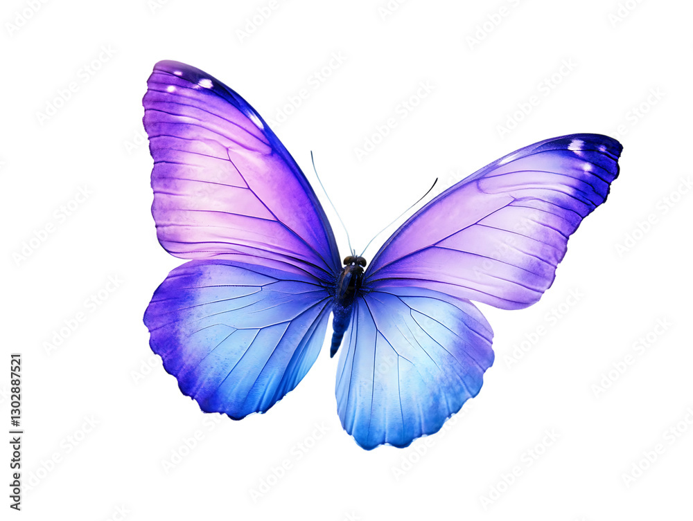 Obraz premium Purple and blue butterfly isolated on black background