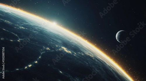 Asteroid racing toward Earth, glowing trail against distant planet, symbolizing cosmic uncertainty and existential risk