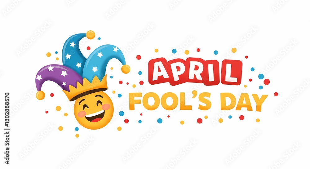 Obraz premium Happy April Fools' Day Celebration: Jester Hat and Surprise Illustration