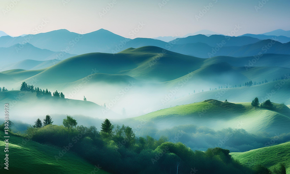 mountain landscape with fog mountain landscape with fog