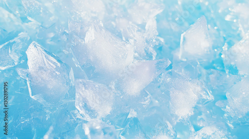 Abstract frozen crystal pattern with icy geometric shapes on blue background