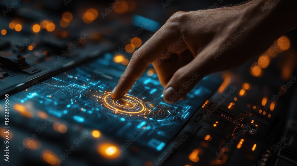 businessman using digital interface to interact with technology in high tech concept businessman using digital interface to interact with technology in high tech concept
