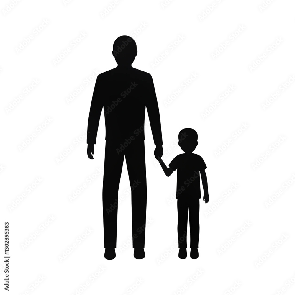 father and son icons of silhouette black illustration isolated on a transparent background father and son icons of silhouette black illustration isolated on a transparent background