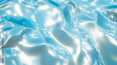 Surreal liquid metal texture with smooth waves and light play for creative design