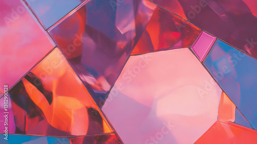 Colorful abstract design with geometric stained glass patterns for creative projects