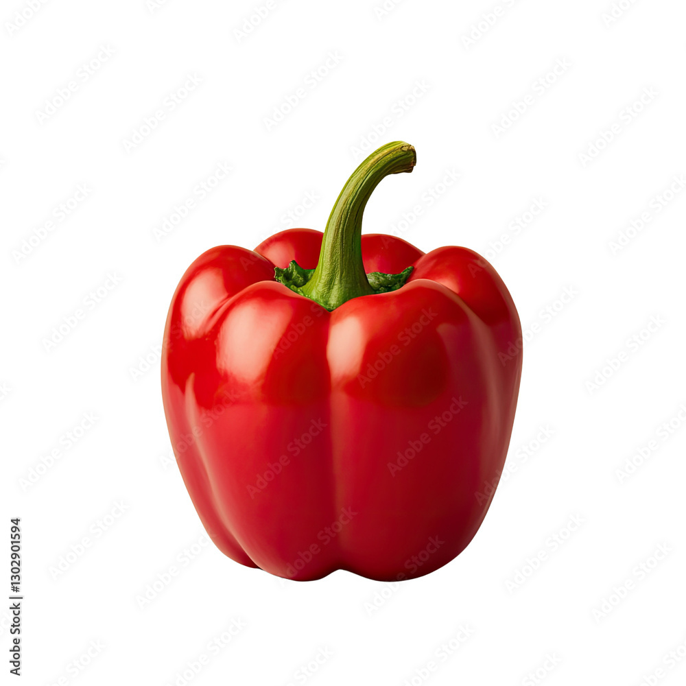Fresh and Vibrant Red Bell Pepper Isolated on a White Background Showcasing Its Glossy Skin and Natural Shape Fresh and Vibrant Red Bell Pepper Isolated on a White Background Showcasing Its Glossy Skin and Natural Shape