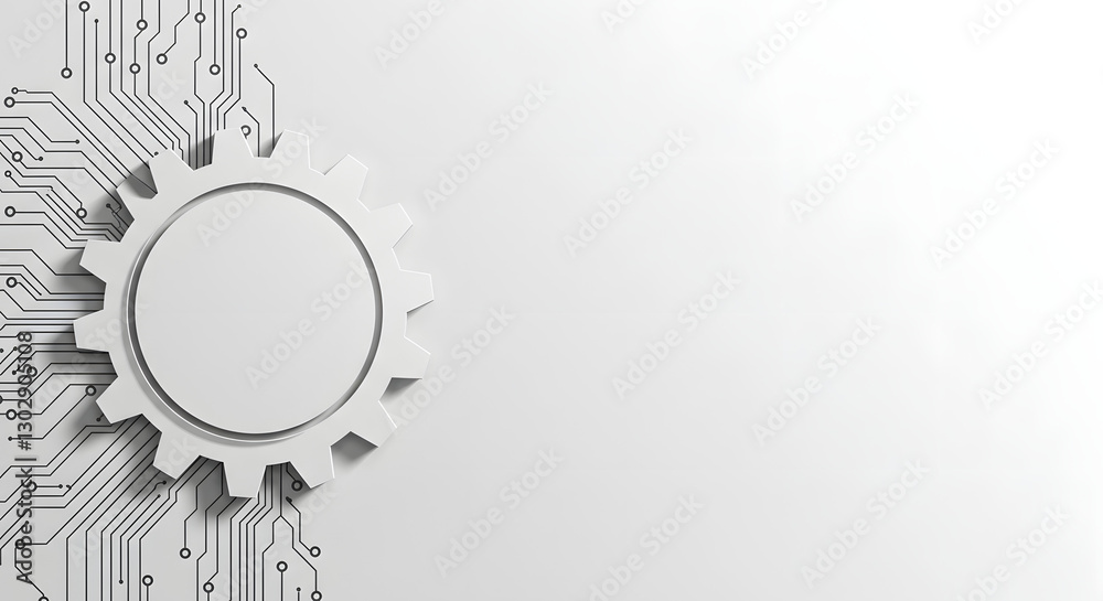 Obraz premium Gear and Circuit Board Technology Abstract