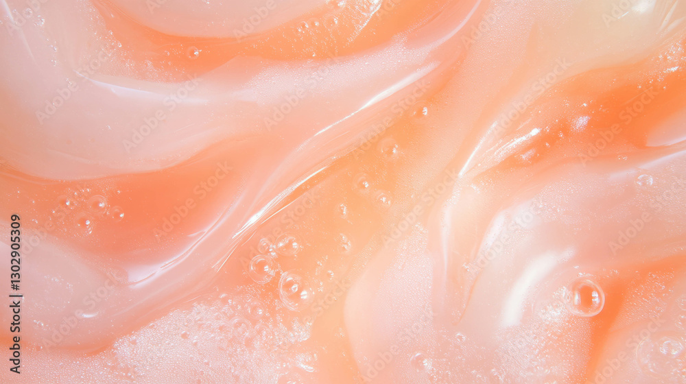 Obraz premium Close up of light peach oil substance texture for skincare or cosmetic design