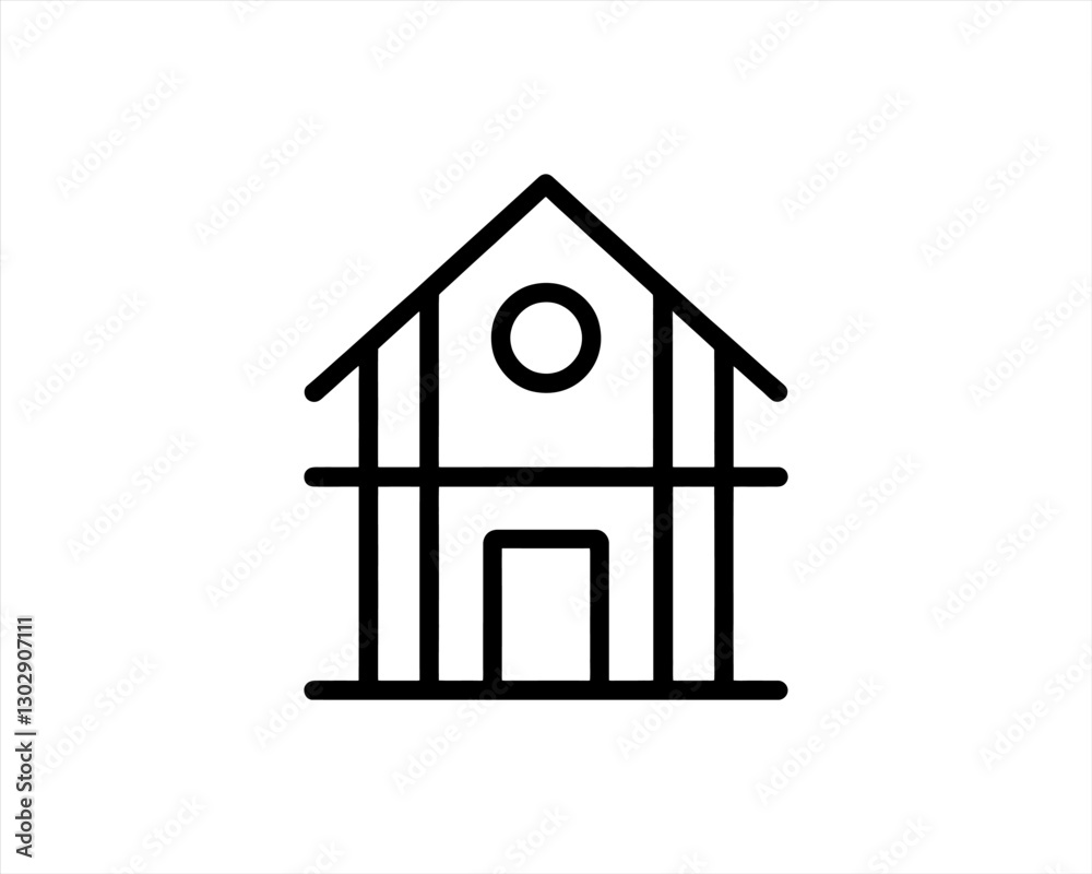 Home icon outline logo. House line icon symbol. Thin line house logo icon. Home icon outline logo. House line icon symbol. Thin line house logo icon.
