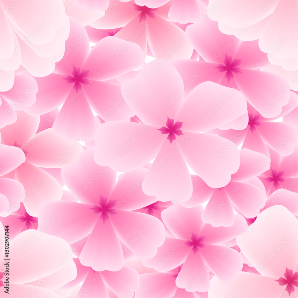 Fototapeta premium Spring seamless pattern with sakura flowers. Botanical pink background with petals. Vector illustration for banners, social media, cards