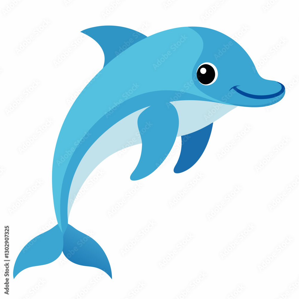 Fototapeta premium Dolphin cartoon vector on white background.