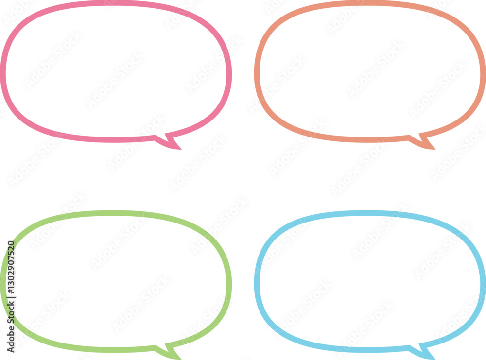 Fototapeta premium Colorful message balloon. Pink, orange, green, blue. Vector illustration