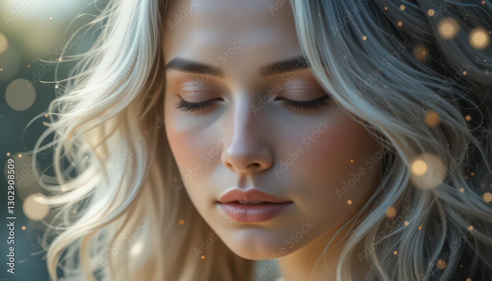 Fototapeta premium Enchanted Blonde: A Serene Portrait