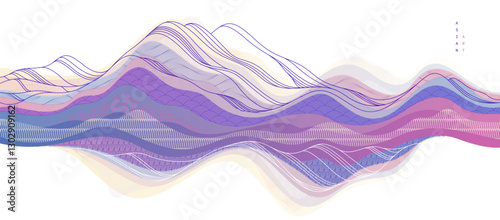 Nature art oriental Japanese style vector abstract background, runny like water shapes and lines with textures.