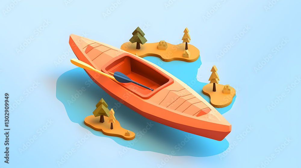 Kayak isometric Cartoon 3D Colorful Kayak isometric Cartoon 3D Colorful