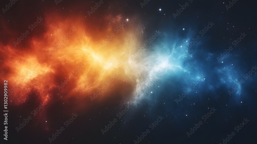 Naklejka premium Cosmic Nebulae Clash in Deep Space