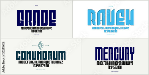 Bold and elegant vector fonts set, beautiful massive letters alphabets, thick typeface collection, perfect for logo creation, heavy and beautiful letters set.