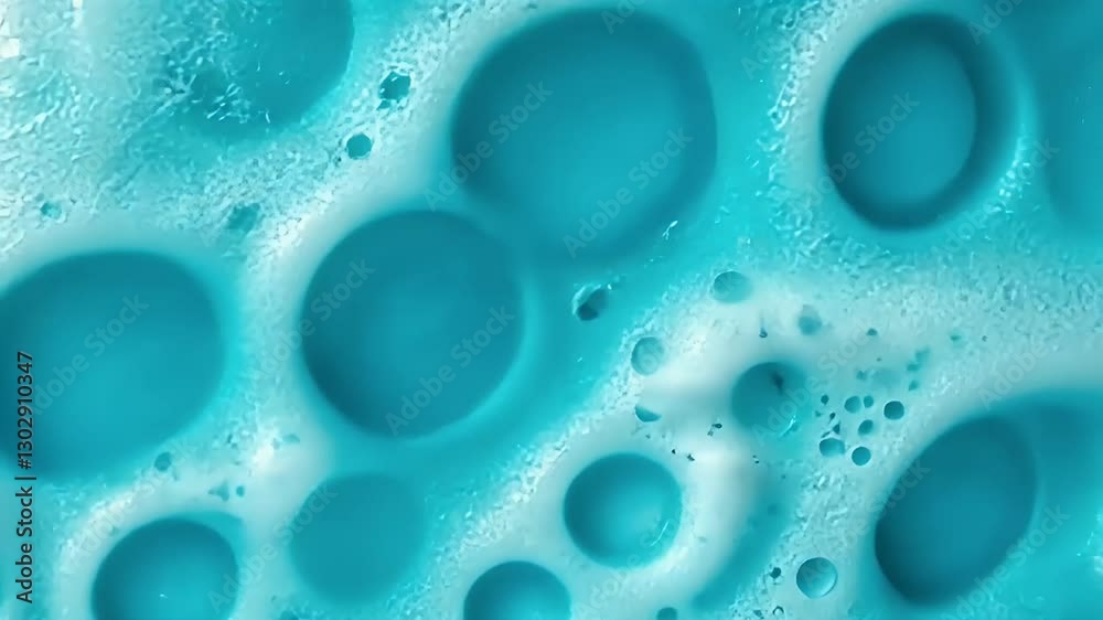 Abstract Close Up of Teal Blue Soap Foam with Irregular Bubbles and a Textured Surface Against a White Background Evoking Freshness and Cleansing Abstract Close Up of Teal Blue Soap Foam with Irregular Bubbles and a Textured Surface Against a White Background Evoking Freshness and Cleansing