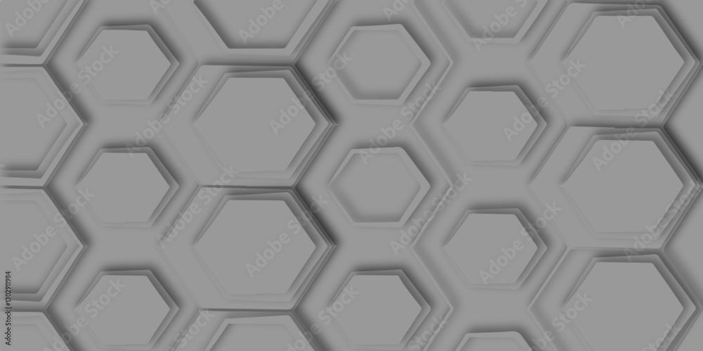 Naklejka premium Abstract geometric technology gray and white hexagonal pattern effect line seamless surface polygonal abstract white background .use for wallpaper, banner, template, poster, vector, illustration,