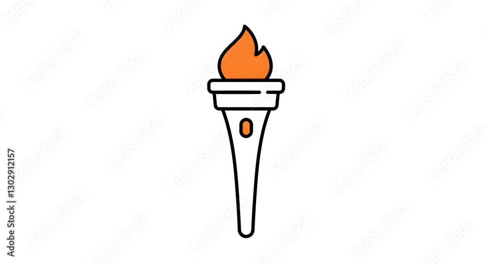 Illuminating Torch Illustration with Orange Flame Illuminating Torch Illustration with Orange Flame