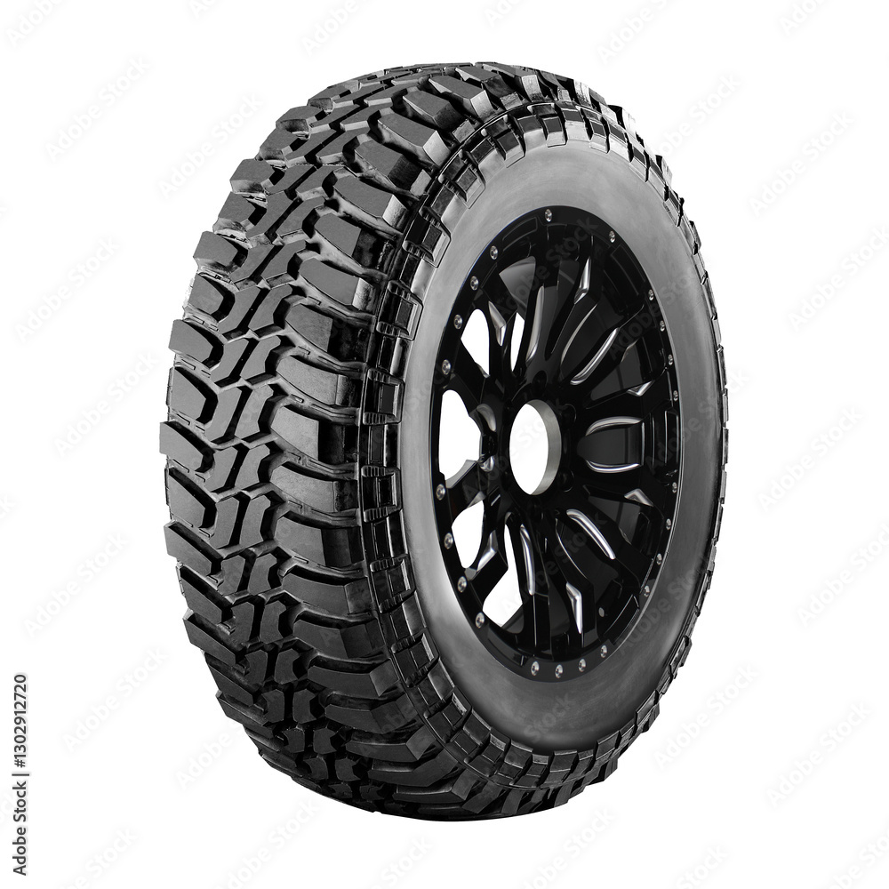 Obraz premium Offroad tire and wheel , car tire isolated on white background.