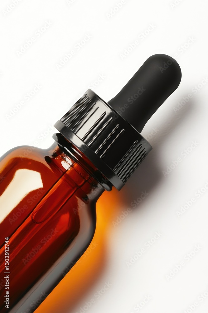 Naklejka premium Mockup of amber glass bottle with black cap