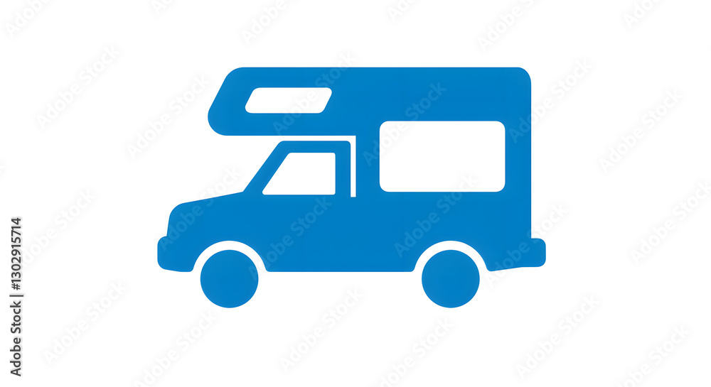 Blue Camper Van Icon - Vector Illustration Blue Camper Van Icon - Vector Illustration