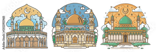 Wallpaper Mural Al Aqsa Mosque building element vector illustration set  Torontodigital.ca