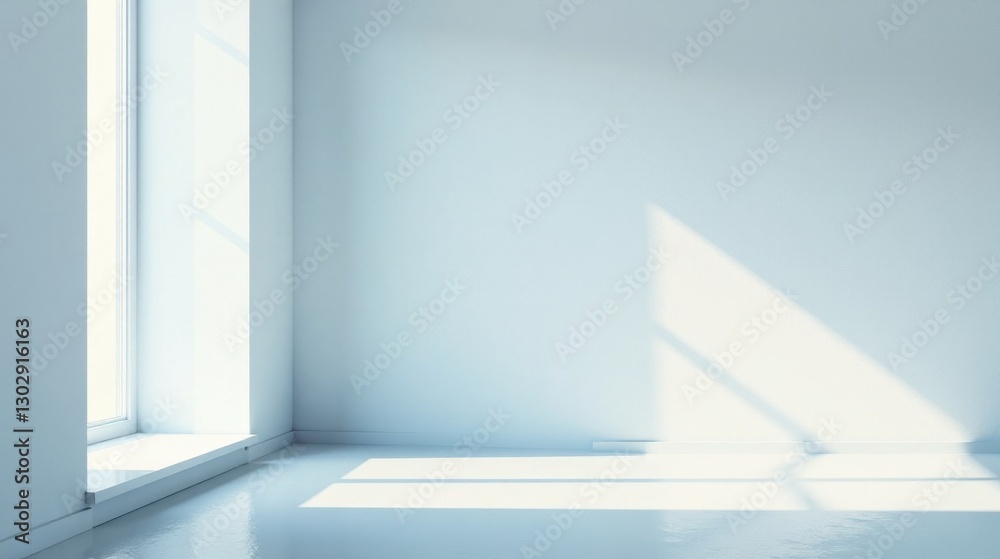 Sunlight Illuminates an Empty Room with a Window, Creating a Serene and Minimalist Atmosphere Sunlight Illuminates an Empty Room with a Window, Creating a Serene and Minimalist Atmosphere