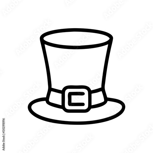 Classic black vector icon of a leprechaun hat with a buckle