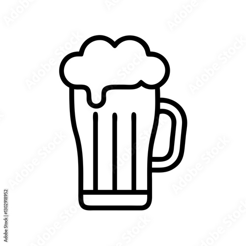 Stylish black vector icon of a pint of green beer for festive occasions