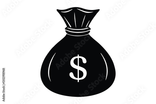 money bag icon silhouette vector illustration on white background