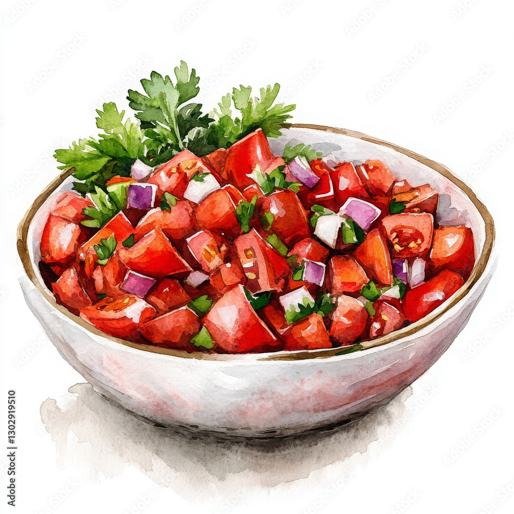Fresh tomato salad with herbs and onions in bowl Fresh tomato salad with herbs and onions in bowl