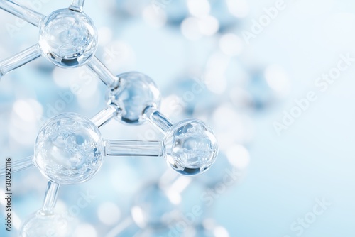 Wallpaper Mural Molecular structure displaying transparent spheres on a blue background Torontodigital.ca