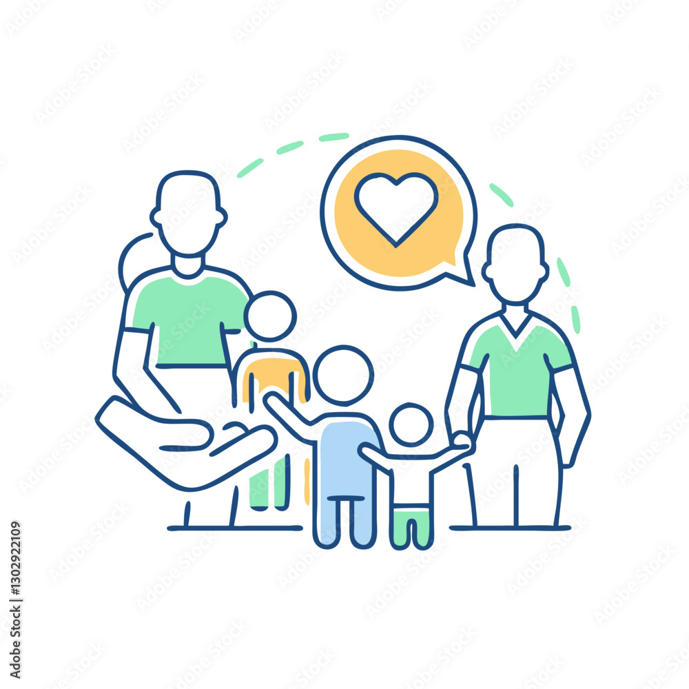 Parent volunteers icon, symbolizing support, involvement, and care for the school community, social network concept Parent volunteers icon, symbolizing support, involvement, and care for the school community, social network concept