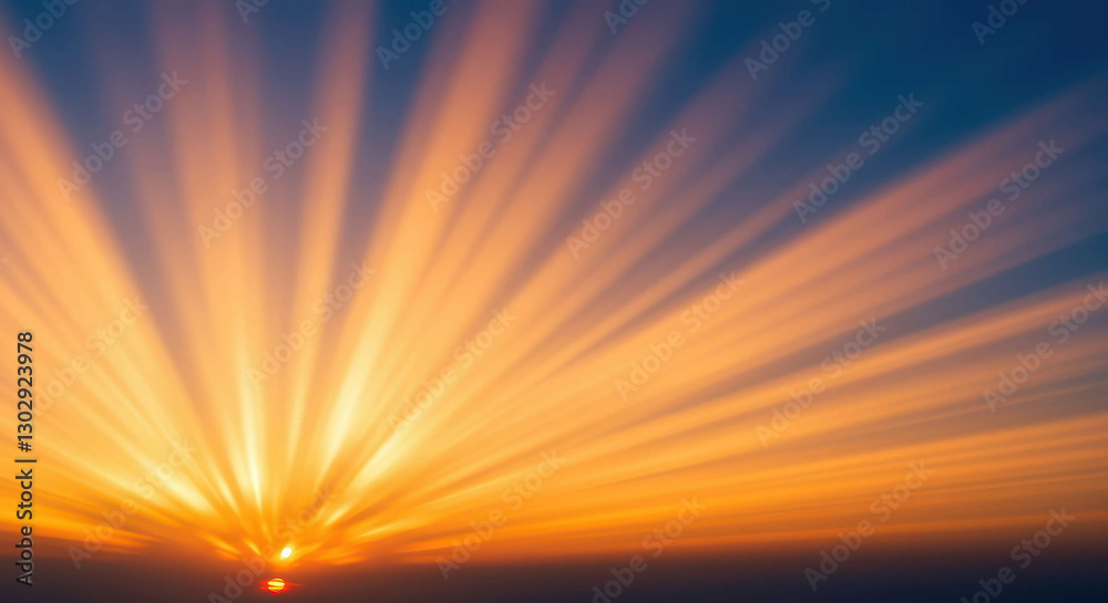 Obraz premium Majestic Sunset Rays Golden Hour Sky with Dramatic Sunbeams