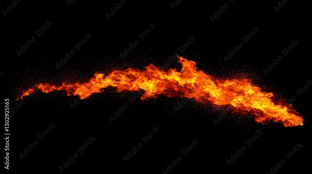 Fiery Flames Bursting with Intense Heat on a Black Background Fiery Flames Bursting with Intense Heat on a Black Background