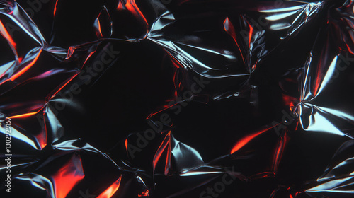 Abstract crumpled metal foil texture with reflective sharp details for design