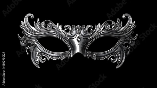 Ornate Silver Metal Mask / 装飾的な銀のメタルマスク