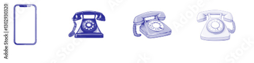 Vintage Phone Vector Illustration Art Elements with Retro Concepts