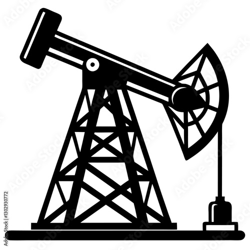 Petroleum Extraction Drill Icon Black Silhouette Vector for Design Projects.