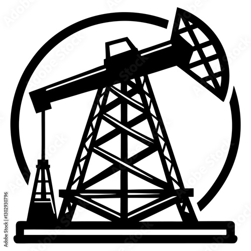 Petroleum Extraction Drill Icon Black Silhouette Vector for Design Projects.