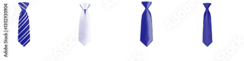 Illustration of Stylish Blue Ties in Various Patterns - Vector Art Design