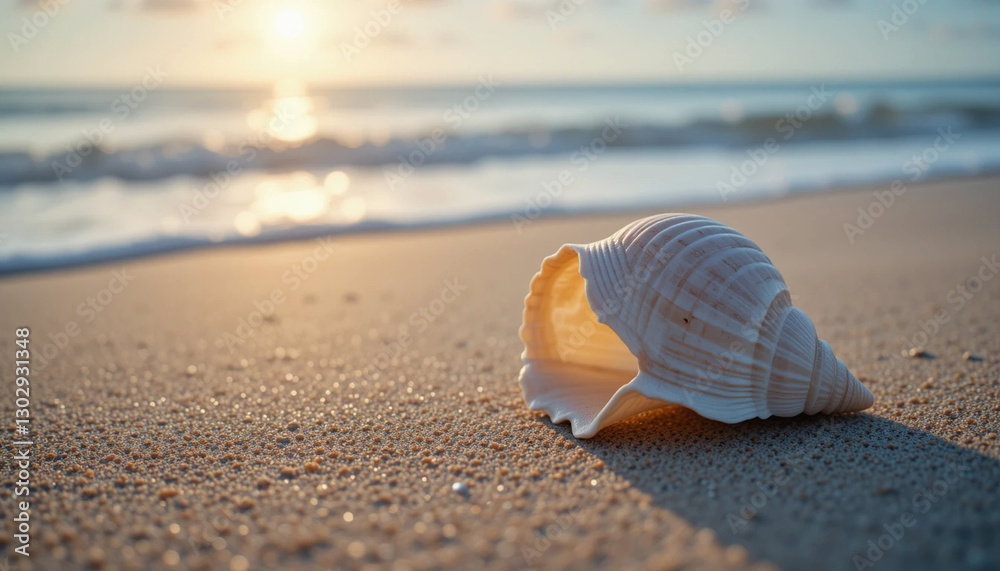 captures the tranquil beauty of a seashell resting on a sandy beach at dawn, bathed in soft light and waves.
captures the tranquil beauty of a seashell resting on a sandy beach at dawn, bathed in soft light and waves.