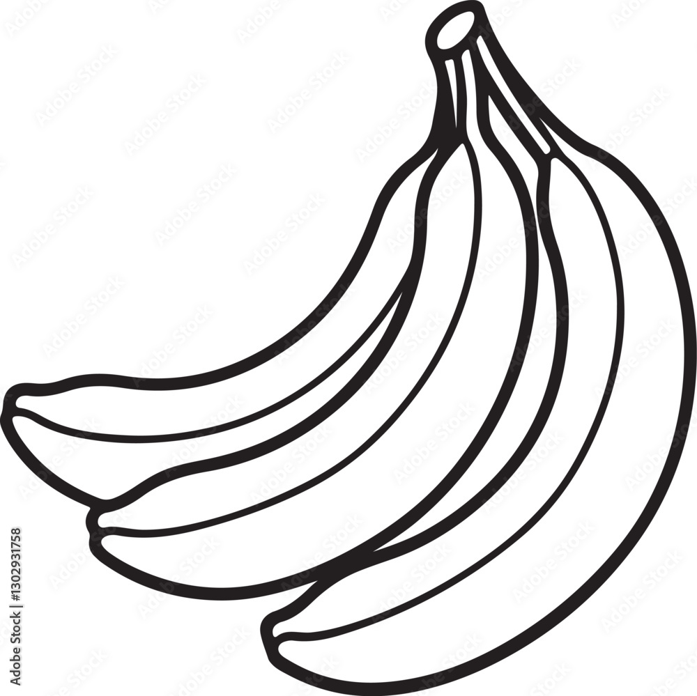 bananas line art, black outline, vector and illustration, coloring book page line art drawing bananas line art, black outline, vector and illustration, coloring book page line art drawing